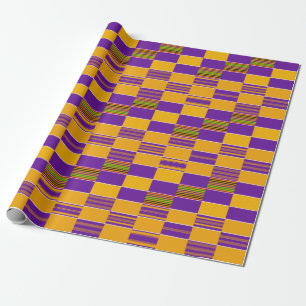 Papier Cadeau Purple Gold Royal African Kente Papier d'enveloppe