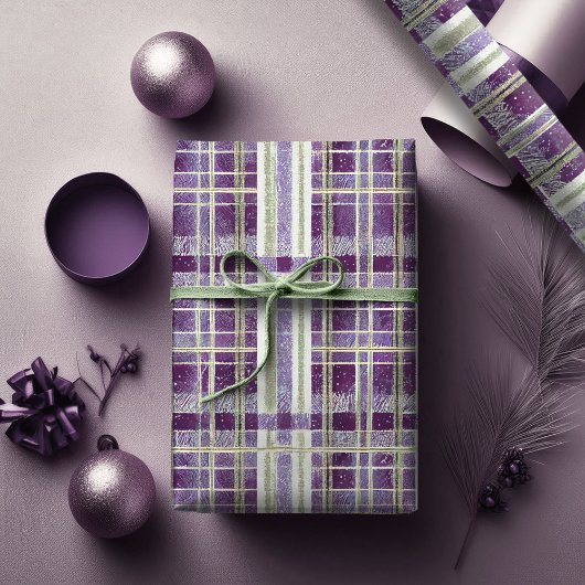 Papier Cadeau Purple Green Christmas Pattern#2 ID1009