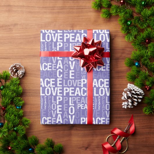 Papier Cadeau Purple Green White Peace Love (Cadeau de vacances)