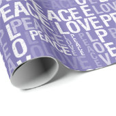 Papier Cadeau Purple Green White Peace Love (Coin rond)