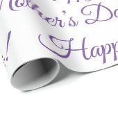 Papier Cadeau Purple Happy Mère Day Script Holiday (Coin rond)