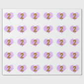 Papier Cadeau Purple Heart Gold Parties scintillant 2e anniversa (Plat)