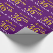 Papier Cadeau Purple, Imitation Gold Look "36ème anniversaire" (Coin)