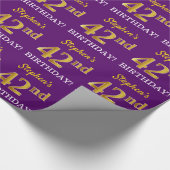 Papier Cadeau Purple, Imitation Gold Look "42e anniversaire" (Coin)