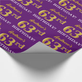 Papier Cadeau Purple, Imitation Gold Look "63ème anniversaire" (Coin)