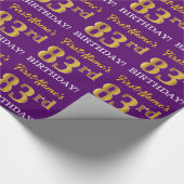 Papier Cadeau Purple, Imitation Gold Look "83ème anniversaire" (Coin)