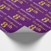 Papier Cadeau Purple, Imitation Gold Look "8e anniversaire" (Coin)