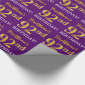 Papier Cadeau Purple, Imitation Gold Look "92e anniversaire" (Coin)