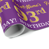 Papier Cadeau Purple, Imitation Gold Look "93ème anniversaire" (Coin rond)