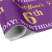Papier Cadeau Purple, Imitation or look "6e anniversaire" (Coin rond)