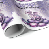 Papier Cadeau Purple Magical Dragon Baby Shower (Coin rond)