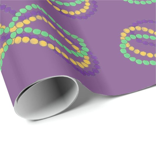 Papier Cadeau Purple Mardi Gras perles Strand NOLA New Orleans (Coin rond)