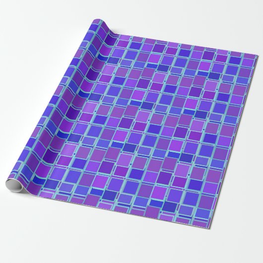 Papier Cadeau Purple Mosaic Squares Tile Pattern (Déroulé)