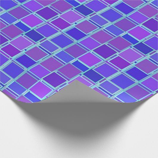 Papier Cadeau Purple Mosaic Squares Tile Pattern (Coin)