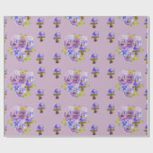 Papier Cadeau Purple Pansy fleurs florales Aquarelle (Plat)