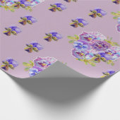 Papier Cadeau Purple Pansy fleurs florales Aquarelle (Coin)