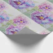Papier Cadeau Purple Pansy fleurs florales Aquarelle (Coin)
