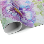 Papier Cadeau Purple Pansy fleurs florales Aquarelle (Coin rond)