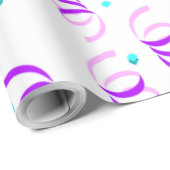 PAPIER CADEAU PURPLE PARTI RIBBONS (Coin rond)