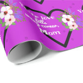 Papier Cadeau Purple Passion Coeurs pour la fête des mères (Coin rond)