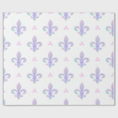 Papier Cadeau Purple Pastel Fleur De Lis Motif (Plat)