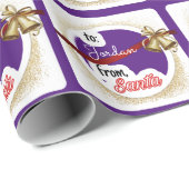Papier Cadeau Purple personnalisé de Père Noël Noël (Coin rond)