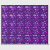 Papier Cadeau Purple Personnaliser Nom Papillon Rouleau de (Plat)