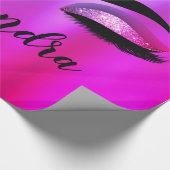Papier Cadeau Purple Pink Monogram Glitter Eyelashes (Coin)