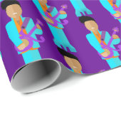 Papier Cadeau Purple Pixie – Funk Legend Pattern Wrapping Paper (Coin rond)