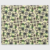 Papier Cadeau Purple Retro Boho Daisies (Plat)