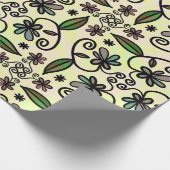 Papier Cadeau Purple Retro Boho Daisies (Coin)