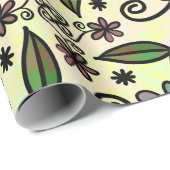 Papier Cadeau Purple Retro Boho Daisies (Coin rond)