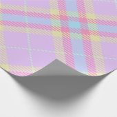 PAPIER CADEAU PURPLE ROSE JAUNE PLAID MOTIF (Coin)
