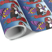 Papier Cadeau Purple Sugar Crâne Fée (Coin rond)