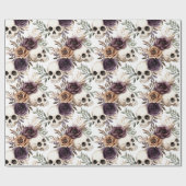 Papier Cadeau Purple Tan Floral Skulls Birthday (Plat)