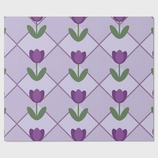 Papier Cadeau Purple Tulip Pattern – Geometric Floral Seamless (Plat)