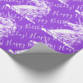 Papier Cadeau Purple Unicorn Motif Joyeux texte d'anniversaire (Coin)