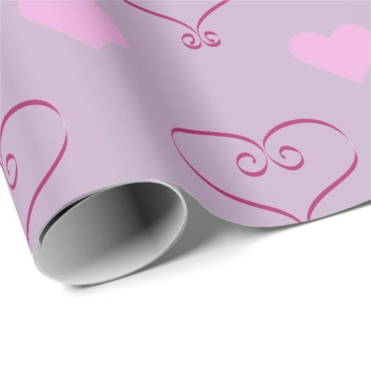 Papier Cadeau Purple Valentine's Day Love Hearts Wrapper Papier (Coin rond)