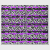 Papier Cadeau Purple Valentines Day Zebra Heart Motif ajouter No (Plat)