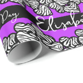 Papier Cadeau Purple Valentines Day Zebra Heart Motif ajouter No (Coin rond)