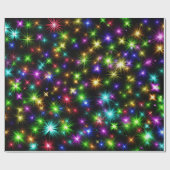 Papier Cadeau Purple, Vert, Bleu, Étoiles Noël (Plat)