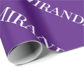 Papier Cadeau Purple Votre Nom Typographie Jolie Fille (Coin rond)