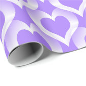 Papier Cadeau Purple White Hearts Pattern (Coin rond)