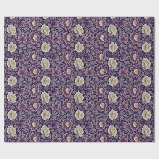 Papier Cadeau Purple William Morris Style Floral (Plat)