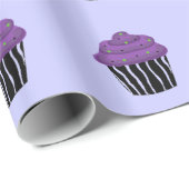 Papier Cadeau Purple Zebra Patte Cupcake (Coin rond)