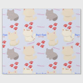 Papier Cadeau Purr-fect Kitten Cute Cats et Empreintes de pattes (Plat)