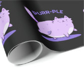 Papier Cadeau Purr-ple Funny Gras Kitty Chat Pun Dark BG (Coin rond)