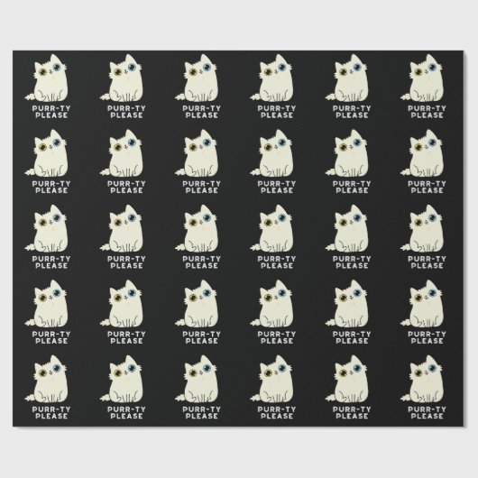 Papier Cadeau Purr ty S'Il Vous Plaît Funny Kitty Chat Pun Dark (Plat)