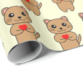 Papier Cadeau Purrfect Love Jaune (Coin rond)