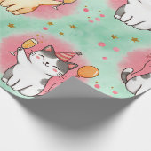 Papier Cadeau Purrfect Party Cats – Festive Celebration Pattern (Coin)